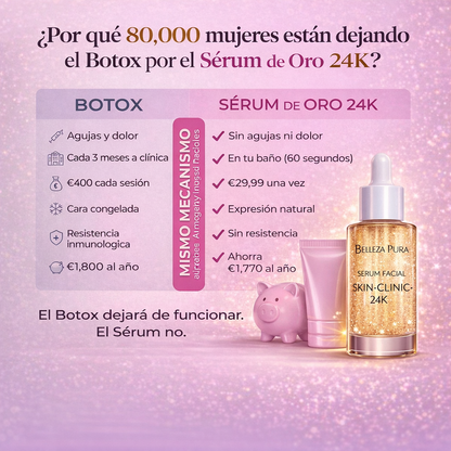 Sérum Facial Skin Clinic 24K Oro 30ML KISS BEAUTY – Luminosidad y Reafirmación Premium