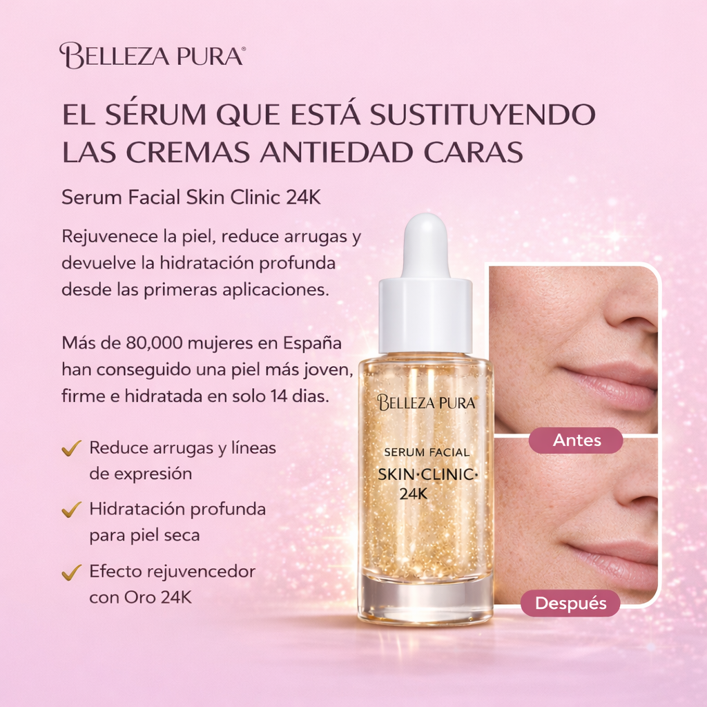 Sérum Facial Skin Clinic 24K Oro 30ML KISS BEAUTY – Luminosidad y Reafirmación Premium