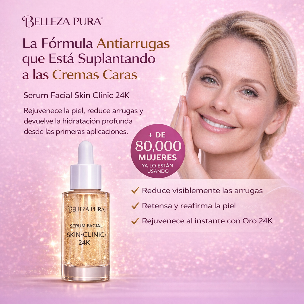 Sérum Facial Skin Clinic 24K Oro 30ML KISS BEAUTY – Luminosidad y Reafirmación Premium